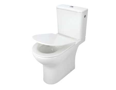 Miska WC kompakt ceramiczna Deante Jasmin biała miska bezkołnierzowa ułatwiająca utrzymanie czystości i higieny deska wolnoopadająca