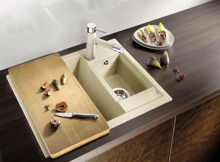 Zlewozmywak Blanco Metra 6 Silgranit czarny zlew wpuszczany w blat 1,5-komorowy odwracalny korek automatyczny nowy prosty kształt