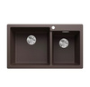 Zlewozmywak Blanco Pleon 9 Silgranit kawowy lewa zlew wpuszczany w blat dwukomorowy z odpływem InFino o ponadczasowym eleganckim kształcie