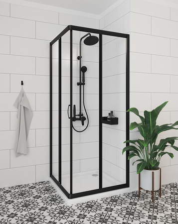 Kabina prysznicowa kwadratowa Deante Funkia 90x90 cm czarna stylowa kabina wytrzymałe szkło hartowane z powłoką hydrofobową