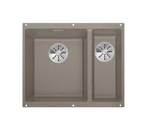 Zlewozmywak Blanco Subline 340/160-U Silgranit tartufo lewa zlew podwieszany 1,5-komorowy z odpływem InFino o niezwykłym designie podwieszanej komory