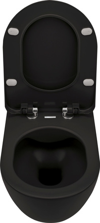 Miska WC wisząca ceramiczna Deante Peonia czarna miska bezkołnierzowa ułatwiająca utrzymanie czystości i higieny deska wolnoopadająca slim