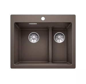 Zlewozmywak Blanco Pleon 6 Split Silgranit kawowy zlew wpuszczany w blat jednokomorowy z odpływem InFino o ponadczasowym eleganckim kształcie