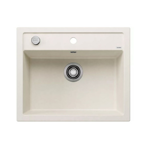 Zlewozmywak Blanco Dalago 6 Silgranit delikatny biały zlew wpuszczany w blat jednokomorowy korek automatyczny prosty kształt i duża pojemność