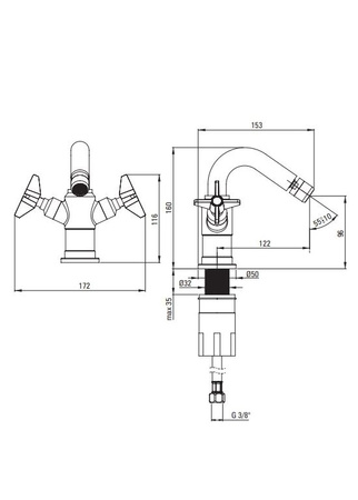 Bateria bidetowa Deante Temisto mosiądz klasyka w nowoczesnym duchu