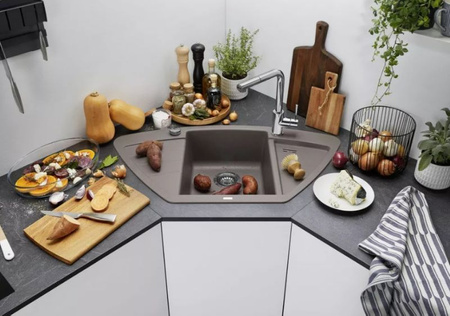 Zlewozmywak Blanco ZIA 9 E Silgranit delikatny biały zlew wpuszczany w blat 1,5-komorowy narożny korek automatyczny komfort i jakość zawarte w atrakcyjnej formie