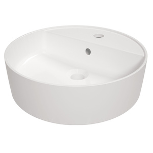 Umywalka nablatowa ceramiczna Deante Round biała okrągła umywalka z miejscem na baterię wykonana z wytrzymałej ceramiki powłoka antybakteryjna