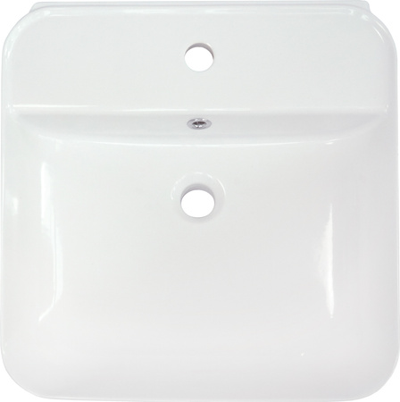 Umywalka nablatowa / wisząca ceramiczna Deante Hiacynt New biała prostokątna umywalka z miejscem na baterię wykonana z wytrzymałej ceramiki powłoka antybakteryjna