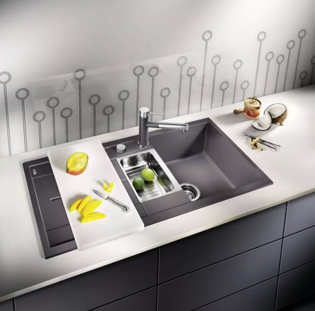 Zlewozmywak Blanco Metra 6 S Silgranit biały zlew wpuszczany w blat 1,5-komorowy odwracalny korek automatyczny odsączarka stalowa nowy prosty kształt