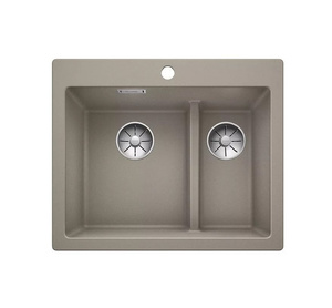 Zlewozmywak Blanco Pleon 6 Split Silgranit tartufo zlew wpuszczany w blat jednokomorowy z odpływem InFino o ponadczasowym eleganckim kształcie