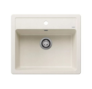 Zlewozmywak Blanco Legra 6 Silgranit delikatny biały zlew wpuszczany w blat jednokomorowy odwracalny klasyczny kształt połączony z nowoczesną funkcjonalnością