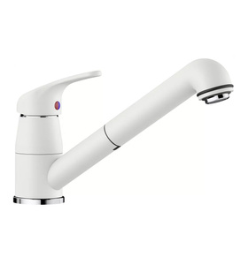 Bateria kuchenna Blanco Daras-S Silgranit-Look biała z wyciąganą wylewką ponadczasowa klasyczna bateria kuchenna