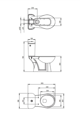Miska WC kompakt - odpływ pionowy Deante Funkia biała deska wolnoopadająca