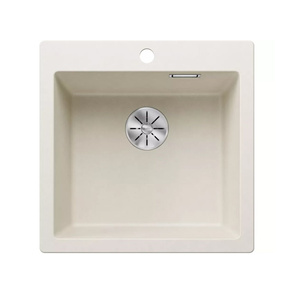 Zlewozmywak Blanco Pleon 5 Silgranit delikatny biały zlew wpuszczany w blat jednokomorowy z odpływem InFino o ponadczasowym eleganckim kształcie