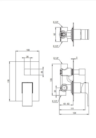 Bateria prysznicowa podtynkowa z przełącznikiem natrysku Deante Anemon czarny innowacyjna wytrzymała i łatwa w czyszczeniu powłoka Nero