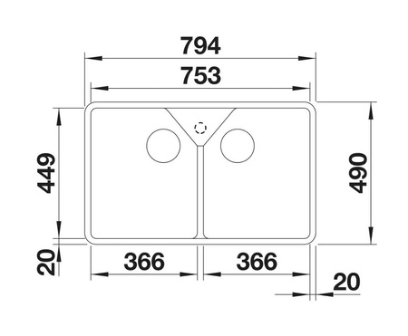 Zlewozmywak Blanco Villae Farmhouse 8 Ceramika biały połysk z jednym otworem zlew nakładany dwukomorowy minimalistyczny design wraz z wysuniętą komorą