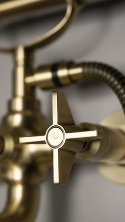 Bateria wannowa z zestawem prysznicowym Deante Temisto mosiądz innowacyjna wytrzymała powłoka w kolorze mosiądzu