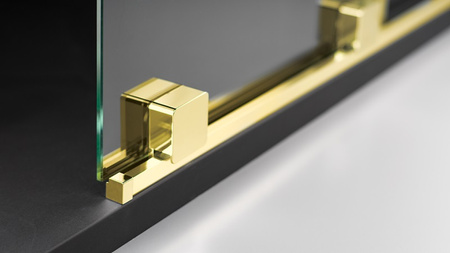 Ścianka prysznicowa walk-in Deante Prizma 120 cm złota przesuwna ścianka prysznicowa z powłoką hydrofobową system modułowy