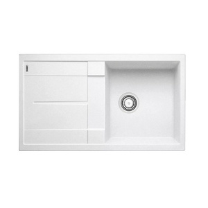 Zlewozmywak Blanco Metra 5 S Silgranit biały zlew wpuszczany w blat jednokomorowy odwracalny o nowoczesnym prostym wzornictwie