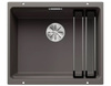 Zlewozmywak Blanco Etagon 500-U Silgranit wulkaniczny szary zlew podwieszany jednokomorowy z odpływem InFino szyny ze stali szlachetnej