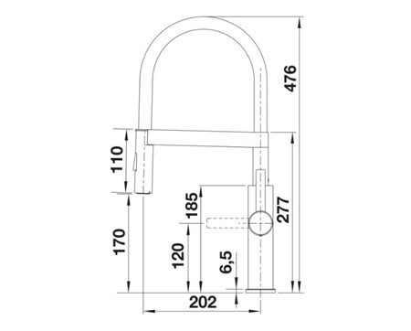 Bateria kuchenna Blanco Sonea-S Flexo stal szczotkowana klasyczna bateria kuchenna z wyciąganą wylewką i akcentami w kolorze czarnym do nowoczesnych kuchni