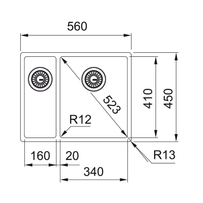 Zlewozmywak Franke Box BXX 260/160-34-16 stal szlachetna zlewozmywak 1,5-komorowy montowany na równi z blatem podwieszany lub wpuszczany