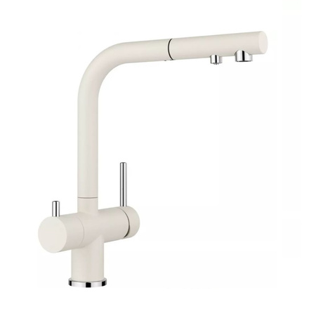 Bateria kuchenna Blanco Fontas-S II Silgranit-Look delikatny biały funkcjonalna bateria z wyciąganą wylewką i podłączeniem do filtra wody