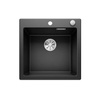 Zlewozmywak Blanco Pleon 5 Silgranit czarny zlew wpuszczany w blat jednokomorowy z odpływem InFino korek automatyczny o ponadczasowym eleganckim kształcie