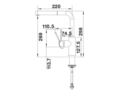 Bateria kuchenna Blanco Lanora-S-F stal szczotkowana bateria z wyciąganą wylewką przystosowana do montażu przy oknie