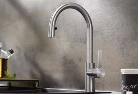 Bateria kuchenna Blanco Candor-S stal szczotkowana bateria z wyciąganą wylewką proste i eleganckie wzornictwo