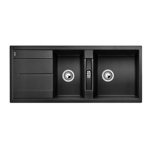 Zlewozmywak Blanco Metra 8 S Silgranit antracyt zlew wpuszczany w blat dwukomorowy odwracalny nowoczesne proste wzornictwo