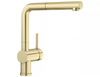 Bateria kuchenna Blanco Linus-S satin gold złota bateria z praktyczną wyciąganą wylewką elegancki design minimalistyczne wykończenie