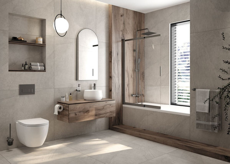 Miska WC wisząca ceramiczna Deante Round biała miska bezkołnierzowa ułatwiająca utrzymanie czystości i higieny deska wolnoopadająca