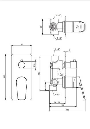 Bateria prysznicowa podtynkowa z przełącznikiem natrysku Deante Jasmin chrom wyjątkowa elegancja