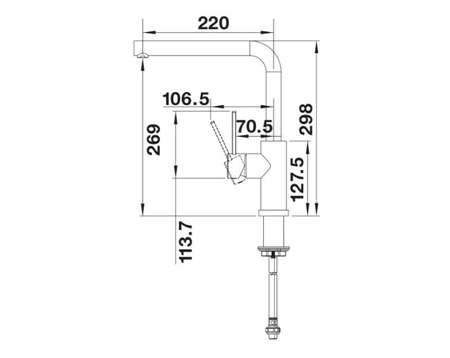 Bateria kuchenna Blanco Lanora-F stal szczotkowana przystosowana do montażu przy oknie
