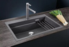 Zlewozmywak Blanco Etagon 8 Silgranit antracyt zlew wpuszczany w blat jednokomorowy z odpływem InFino szyny ze stali szlachetnej