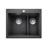 Zlewozmywak Blanco Pleon 6 Split Silgranit antracyt zlew wpuszczany w blat jednokomorowy z odpływem InFino o ponadczasowym eleganckim kształcie