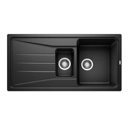 Zlewozmywak Blanco Sona 6 S Silgranit czarny zlew wpuszczany w blat 1,5-komorowy odwracalny nowoczesna oryginalna forma