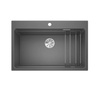 Zlewozmywak Blanco Etagon 8 Silgranit antracyt zlew wpuszczany w blat jednokomorowy z odpływem InFino szyny ze stali szlachetnej