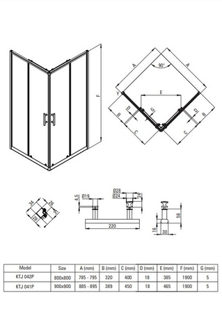 Kabina prysznicowa kwadratowa Deante Jasmin Plus 90x90 cm chrom niezawodna i wygodna kabina wytrzymałe szkło hartowane z powłoką hydrofobową