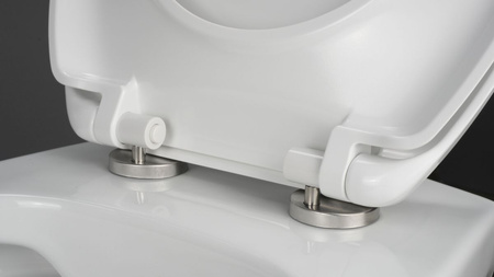 Miska WC wisząca ceramiczna Deante Boro biała miska bezkołnierzowa ułatwiająca utrzymanie czystości i higieny deska wolnoopadająca