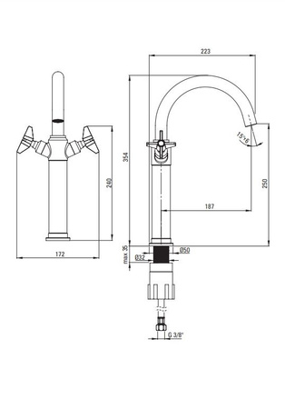 Bateria umywalkowa wysoka Deante Temisto chrom z obrotową wylewką ruchomy aerator typu honeycomb retro stylistyka w nowoczesnym wydaniu