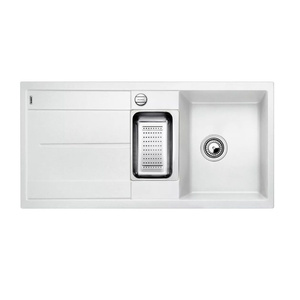 Zlewozmywak Blanco Metra 6 S Silgranit biały zlew wpuszczany w blat 1,5-komorowy odwracalny korek automatyczny odsączarka stalowa nowy prosty kształt