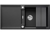 Zlewozmywak Blanco Adira XL 6 S-F Silgranit antracyt zlew wpuszczany w blat jednokomorowy z odpływem InFino odwracalny korek automatyczny mata stalowa składana