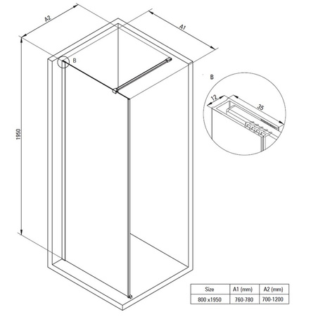 Ścianka prysznicowa walk-in Deante Prizma 80 cm złoto szczotkowane wytrzymałe szkło hartowane z innowacyjną powłoką Active-cover