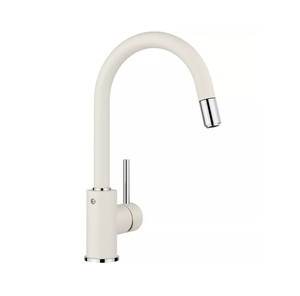 Bateria kuchenna Blanco Mida-S Silgranit-Look delikatny biały bateria z wyciąganą wylewką szczególnie polecana do kompaktowych zlewozmywaków