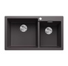 Zlewozmywak Blanco Pleon 9 Silgranit szarość skały lewa zlew wpuszczany w blat dwukomorowy z odpływem InFino o ponadczasowym eleganckim kształcie