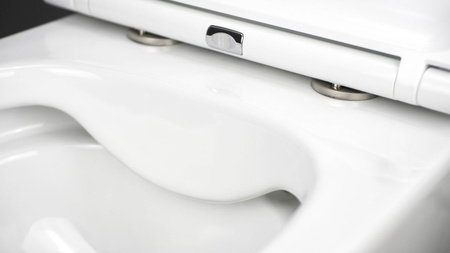 Miska WC wisząca ceramiczna Deante Round biała miska bezkołnierzowa ułatwiająca utrzymanie czystości i higieny deska wolnoopadająca