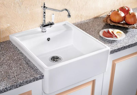 Zlewozmywak Blanco Panor 60 Ceramika biały połysk z jednym otworem zlew nakładany jednokomorowy o wyjątkowo dużej komorze