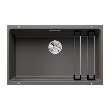 Zlewozmywak Blanco Etagon 700-U Silgranit wulkaniczny szary zlew podwieszany jednokomorowy z odpływem InFino szyny ze stali szlachetnej